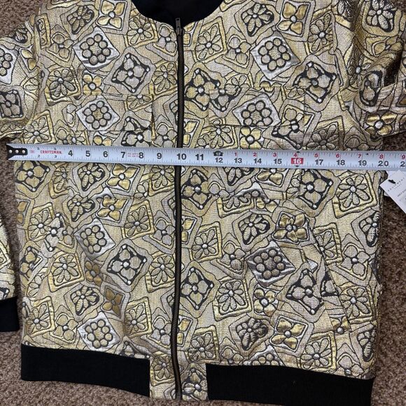 NWT Equipment Abbot Gold Metallic Jacquard Bomber Jacket Womens M - Picture 8 of 8
